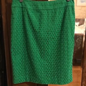 Kelly green eyelet lace pencil skirt from Talbots
